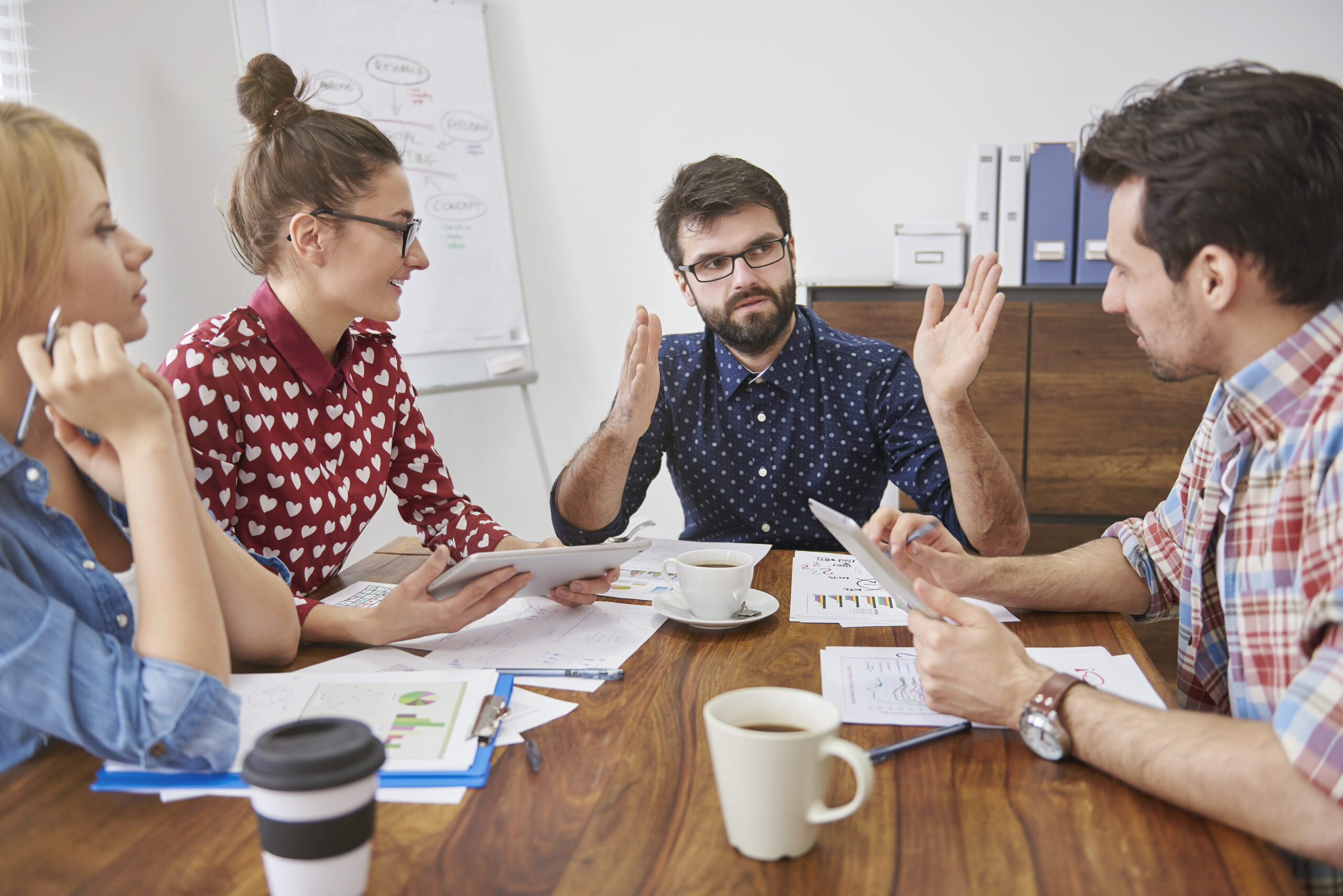 Young, independent and creativity team on the meeting